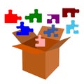 Jigsaw out of the Box in vector illustration Royalty Free Stock Photo