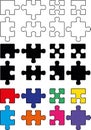 Jigsaw pieces, puzzles, different colors, black and white, toys games fun play Royalty Free Stock Photo