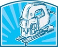 Jigsaw Power Tool Woodcut Retro Royalty Free Stock Photo