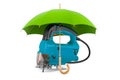 Jigsaw power under umbrella, 3D rendering