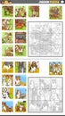 jigsaw puzzle activities set with funny cartoon dogs Royalty Free Stock Photo