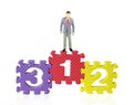 Jigsaw puzzle and Awards Number one, two,three many colors and Businessman Figure miniature.