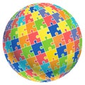 Jigsaw puzzle ball template background. Vector illustrations Royalty Free Stock Photo