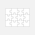 Jigsaw puzzle blank template 4x3, twelve pieces