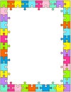 Jigsaw puzzle colorful frame or border Royalty Free Stock Photo