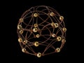 A Jigsaw Puzzle Created Using a Handicraft Method of Wire and Balls. Formed Like a Sphere. Isolated On Black Background