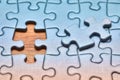 Jigsaw puzzle almost done Royalty Free Stock Photo