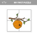 Jigsaw puzzle, education game for children, Bee hive Royalty Free Stock Photo