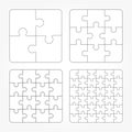 Jigsaw puzzle four flat blank templates set