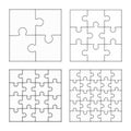 Jigsaw puzzle four vector flat blank templates set Royalty Free Stock Photo