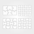 Jigsaw puzzle four vector flat blank templates set Royalty Free Stock Photo