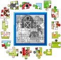 Jigsaw puzzle game with farmer and animals