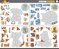 jigsaw puzzle games set with cartoon cats and dogs Royalty Free Stock Photo