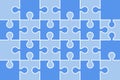 Jigsaw puzzle grid. Jigsaw piece template. Jigsaw puzzle game pattern. Blue puzzle mosaic