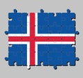 Jigsaw Puzzle Of Iceland Flag In Blue Sky With A Snow-white Cross, And A Fiery-red Cross Inside The White.