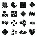 Jigsaw puzzle icons set, simple style