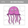 Jigsaw puzzle with jellyfish. Educational game for kids.