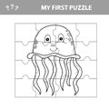 Jigsaw puzzle with jellyfish. Educational game for kids.