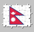 Jigsaw puzzle of Nepal flag. Concept of Fulfillment or perfection. Royalty Free Stock Photo