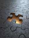 Jigsaw Puzzle With One Missing Piece Highlighting the Concept of Incomplete Solutions Against a Soft Gradient Background Royalty Free Stock Photo
