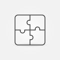 Jigsaw puzzle outline vector concept minimal icon