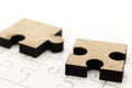 Jigsaw puzzle piece on the jigsaw board, image use for solving problems, background concept