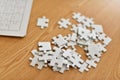 Jigsaw puzzle piece.Finally finding solution. Royalty Free Stock Photo