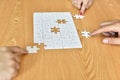 Jigsaw puzzle piece.Finally finding solution. Royalty Free Stock Photo