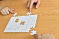 Jigsaw puzzle piece.Finally finding solution. Royalty Free Stock Photo