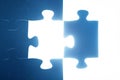 Jigsaw puzzle piece missing. Light glowing. Solution Royalty Free Stock Photo