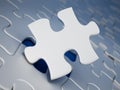 Jigsaw puzzle piece standing next to the missing part hole. 3D illustration Royalty Free Stock Photo