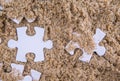 Jigsaw Puzzle Pieces Buried In Sand V