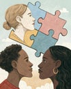 A jigsaw puzzle with pieces missing each piece representing different identity aspects like race gender and values Royalty Free Stock Photo