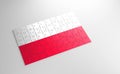 A jigsaw puzzle with a print of the flag of Poland, pieces of the puzzle isolated on white background. Royalty Free Stock Photo