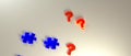 Jigsaw puzzle , question marks and abstract background concept