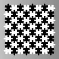 Jigsaw puzzle seamless background. Mosaic of black and white pieces looks like chess desk. Simple flat vector