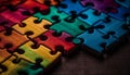 Jigsaw puzzle solution: teamwork connects ideas for success in business generated by AI