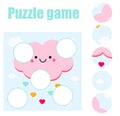 Jigsaw puzzle for toddlers. Match pieces and complete picture. cute cloud. Educational game for children and kids