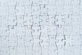 Jigsaw puzzle white color, Puzzle pieces grid, Success mosaic solution template, Horizontal on white background copy space for Royalty Free Stock Photo