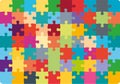 Jigsaw Puzzle 10x7 square colorful piece template. Jigsaw puzzle grid vector stroke scheme