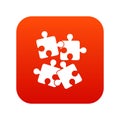 Jigsaw puzzles icon digital red