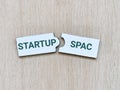 Jigsaw puzzles with the words startup and SPAC.