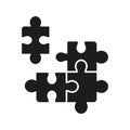 Jigsaw Square Matches Glyph Pictogram. Teamwork, Solution, Combination, Challenge Solid Icon. Puzzle Pieces, Logic Game