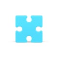 Jigsaw square part 3d icon. Blue element puzzle with creative solution