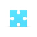 Jigsaw square part 3d icon. Blue element puzzle with creative solution