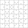 Jigsaws puzzles simple pattern isolated on white, Classic puzzles game element or mosaic part connection. Vector