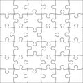 Jigsaws puzzles. Square puzzle 6x6 grid, jigsaw game and join 36 picture pieces vector illustration