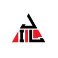 JIL triangle letter logo design with triangle shape. JIL triangle logo design monogram. JIL triangle vector logo template with red Royalty Free Stock Photo