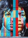 Jim Morrison and Jimi Hendrix graffiti on the wall in New York City