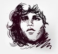 Jim Morrison rock star portrait vector illustration skettch style
